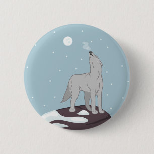 Badge Rond 5 Cm Howling Arctic Wolf