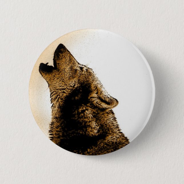 Badge Rond 5 Cm Howling Wolf (Devant)