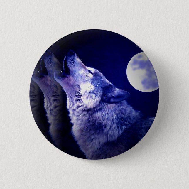 Badge Rond 5 Cm Howling Wolf (Devant)