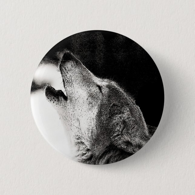Badge Rond 5 Cm Howling Wolf (Devant)