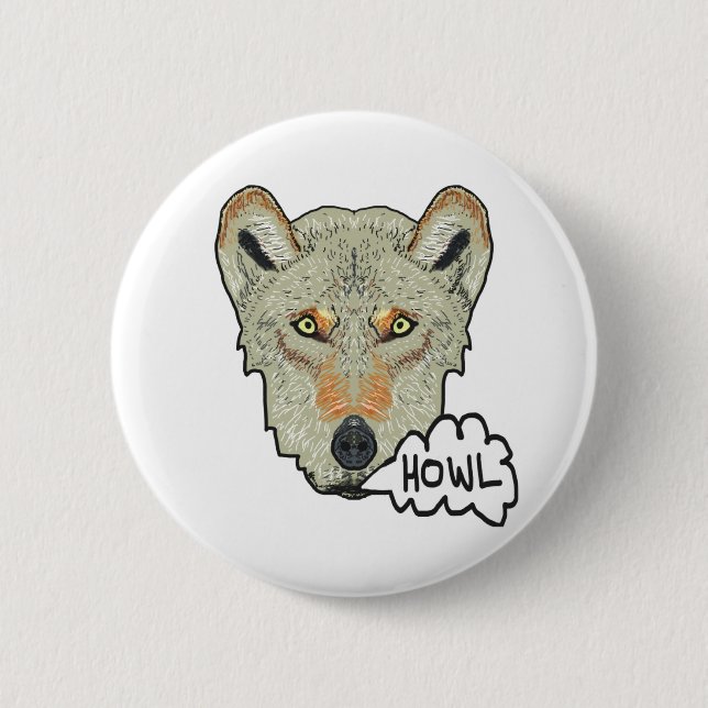 Badge Rond 5 Cm Howling Wolf (Devant)