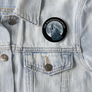 Badge Rond 5 Cm Howling Wolf et Moon