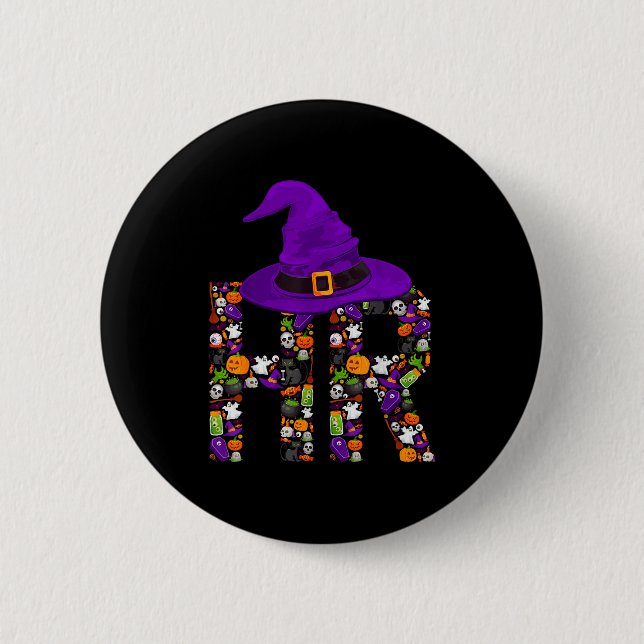 Badge Rond 5 Cm Hr Witch Human Resources Pumpkin Halloween Costume (Devant)