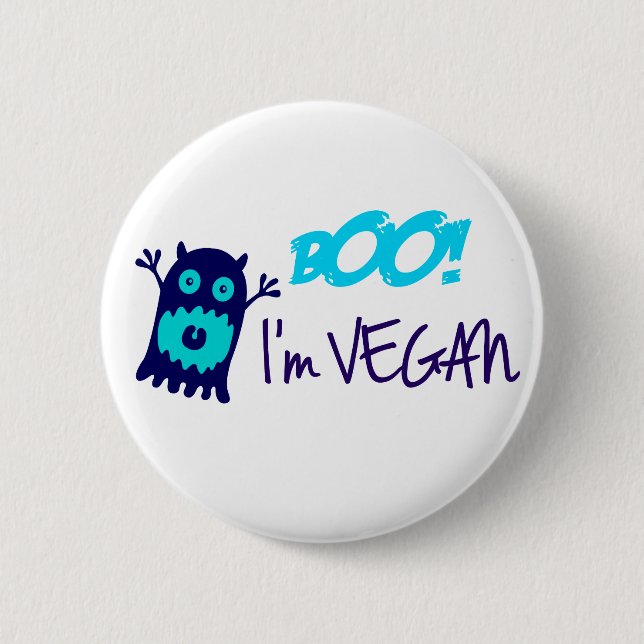 Badge Rond 5 Cm Huez ! Je suis végétalien (Devant)