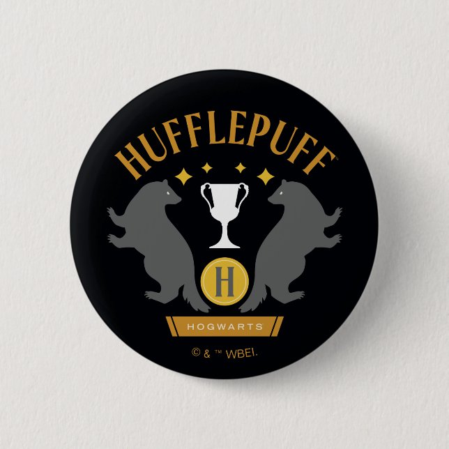 Badge Rond 5 Cm HUFFLEPUFF™ Badger and Cup House Pride Graphisme (Devant)