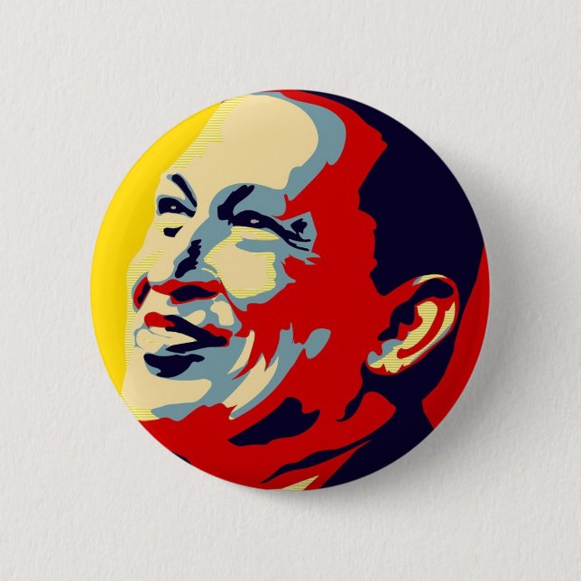 Badge Rond 5 Cm Hugo Chavez - Le style Obama Hope (Devant)