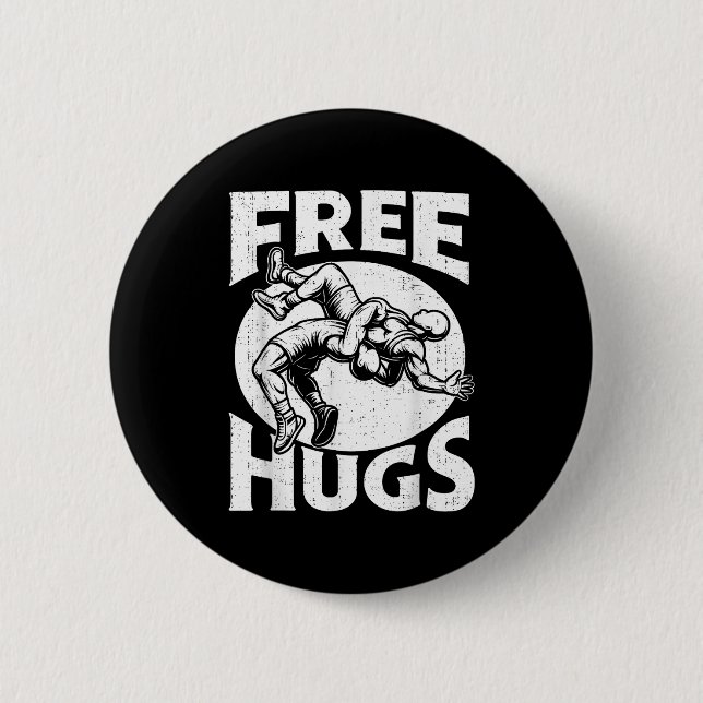 Badge Rond 5 Cm Hugs Funny Wrestling Humor Wrestler Wrestle Men Wo (Devant)