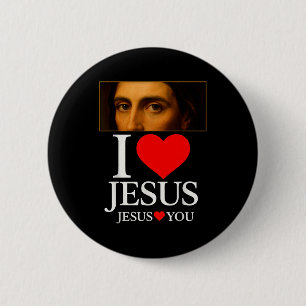 Badge Rond 5 Cm Hugvyn J'aime Jésus Je Cœur Jésus Foi Américaine C