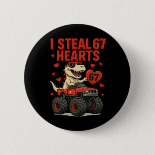 Badge Rond 5 Cm Hugvyn je vole 67 cœurs Saint-Valentin dinosaure m