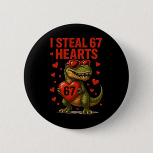 Badge Rond 5 Cm Hugvyn je vole 67 cœurs Saint-Valentin dinosaure s