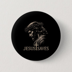 Badge Rond 5 Cm Hugvyn Jésus Sauve La Foi Chrétienne Minimaliste C