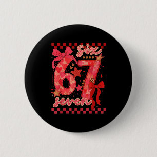 Badge Rond 5 Cm Hugvyn Six Seven Saint-Valentin 6 7 Mème À Carreau