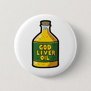 Badge Rond 5 Cm Huile de foie de Dieu