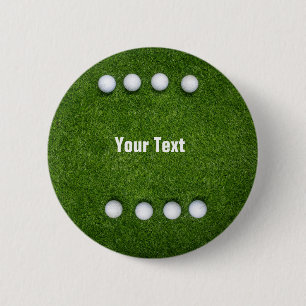 Badge Rond 5 Cm Huit bals de golf sont en arrière - plan vert