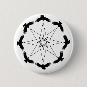 Badge Rond 5 Cm Huit étoile au corbeau
