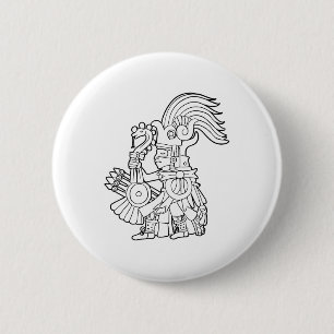 Badge Rond 5 Cm Huitzilopochtli Aztec Dieu Aztec Mythologie Maya S