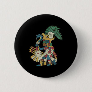 Badge Rond 5 Cm Huitzilopochtli Aztec Dieu Aztec Mythologie Maya S