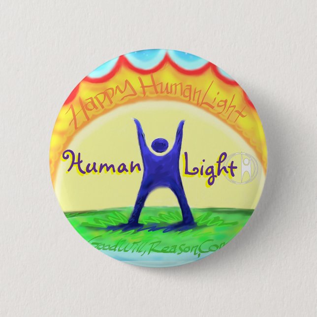 Badge Rond 5 Cm HumanLight heureux (Devant)