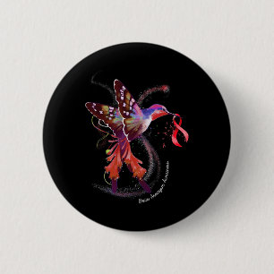 Badge Rond 5 Cm Hummingbird Holding Burgundy Ribbon Cerveau Aneury