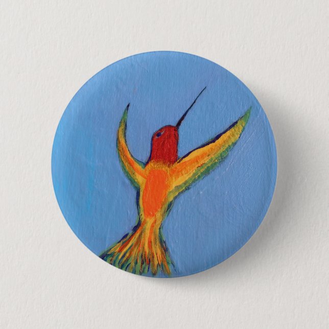 Badge Rond 5 Cm Hummingbird on blue (Devant)