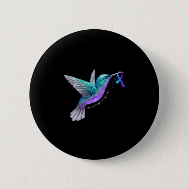 Badge Rond 5 Cm Hummingbird Purple Blue Ribbon Prévention du suici (Devant)