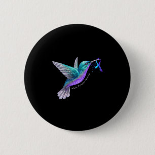 Badge Rond 5 Cm Hummingbird Purple Blue Ribbon Prévention du suici