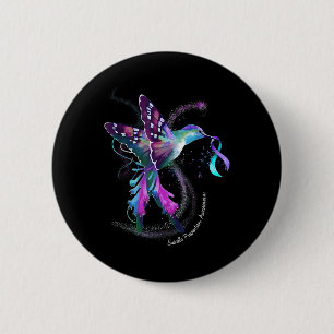 Badge Rond 5 Cm Hummingbird Purple Ribbon Prévention du suicide