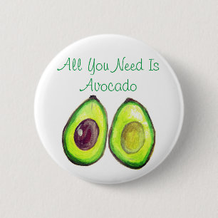 Badge Rond 5 Cm Humour Avocado Texte Vegan Food Bouton de fruits s