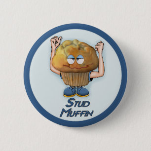 Badge Rond 5 Cm Humour bourré de muffin