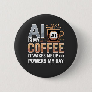 Badge Rond 5 Cm Humour café de l'intelligence artificielle