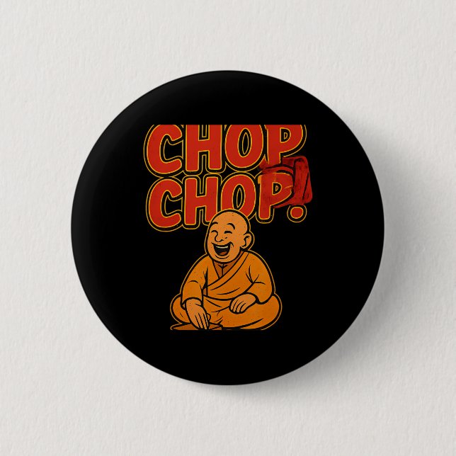Badge Rond 5 Cm Humour de boxe Arts martiaux Chop Chop Cartoon Prê (Devant)
