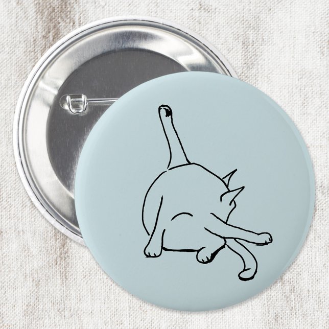 Badge Rond 5 Cm Humour de chat drôle (Funny cat humor cat washing bottom or cat yoga button for animal lovers)
