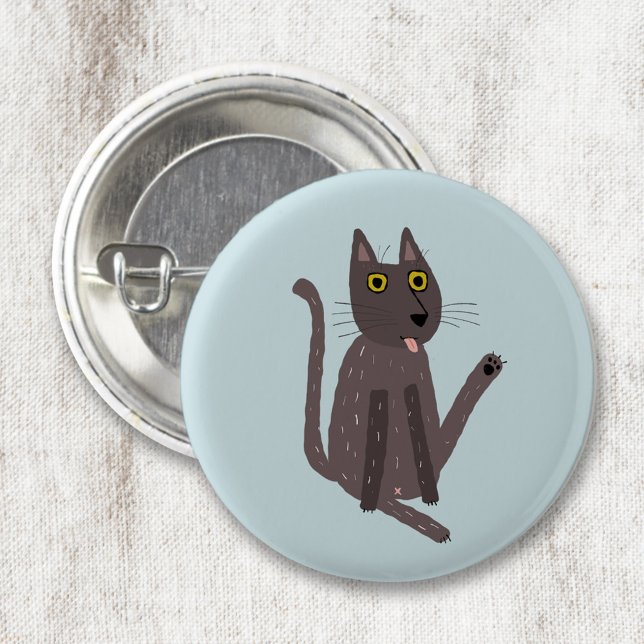Badge Rond 5 Cm Humour de chat drôle (Funny cat washing humor pet lover badge or button)
