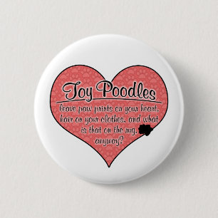 Badge Rond 5 Cm Humour de chien d'empreintes de pattes de caniche