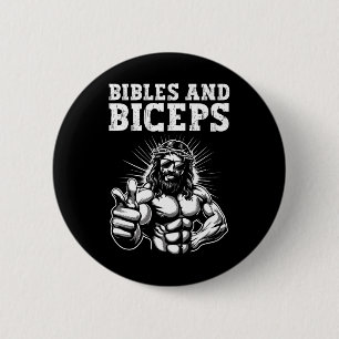 Badge Rond 5 Cm Humour de gym musculation fitness Bibles et biceps