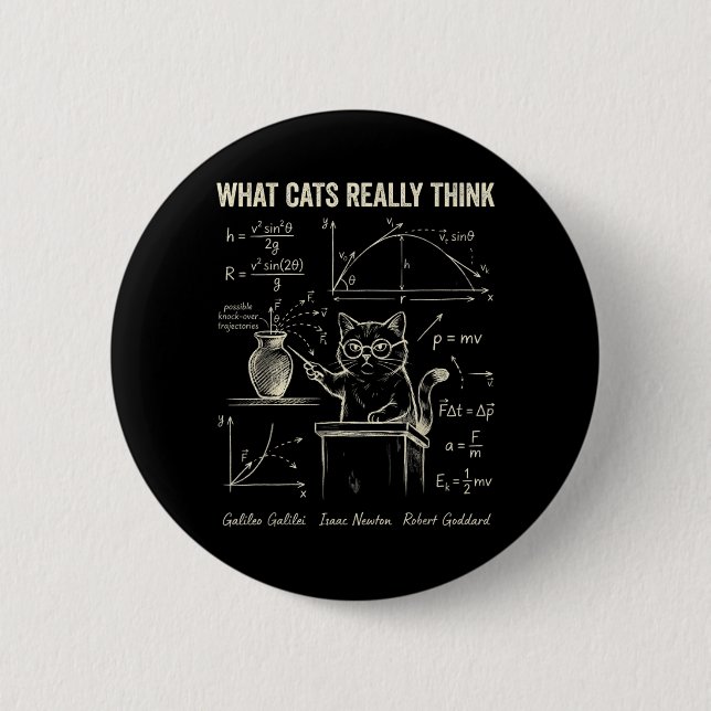 Badge Rond 5 Cm Humour de physique de chat drôle Ce que les chats  (Devant)