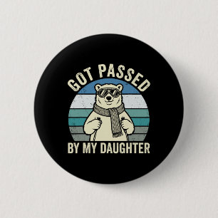 Badge Rond 5 Cm Humour de ski d'ours polaire obtenu par ma fille r
