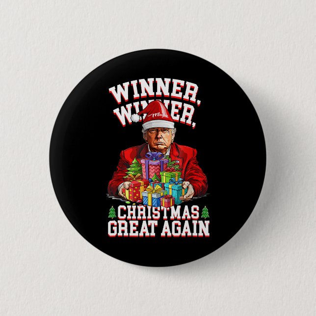 Badge Rond 5 Cm Humour Drôle Trump gagnant Noël Grand Ag (Devant)