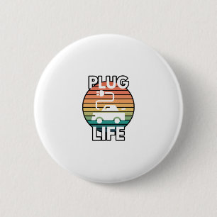 Badge Rond 5 Cm Humour électrique Plug-Life