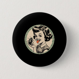 Badge Rond 5 Cm Humour foncé Vintage Retro Funny Clic - Bug Licker