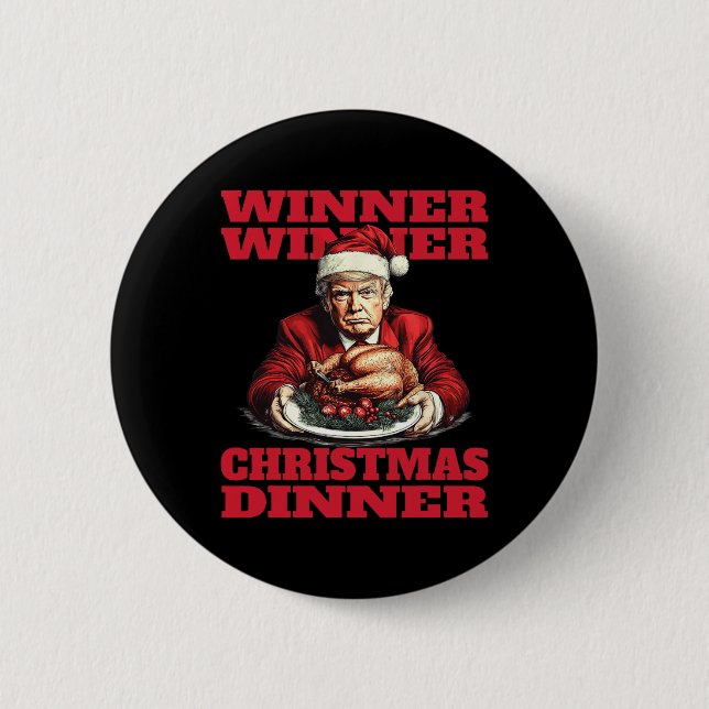 Badge Rond 5 Cm Humour Funny Trump Gagnante du dîner de Noël M (Devant)