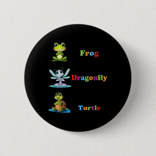 Badge Rond 5 Cm Humour politique subtil Grenouille libellule Yoga