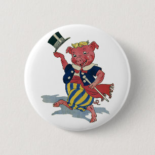 Badge Rond 5 Cm Humour vintage, Jolie Danse De Cochon Danses