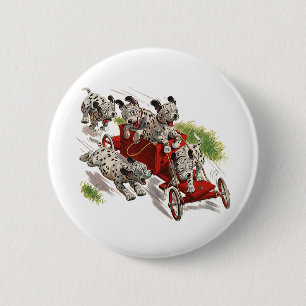 Badge Rond 5 Cm Humour Vintage Mignon Chien Dalmatien Camion de Po