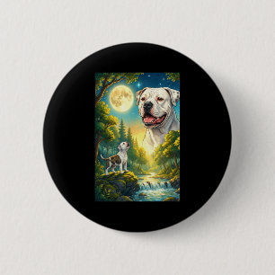 Badge Rond 5 Cm Hurlement à la lune mème animal chien américain