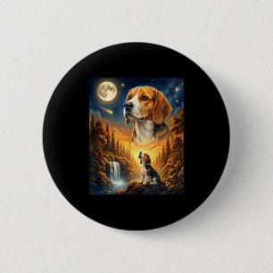 Badge Rond 5 Cm Hurlement à la lune mème animal chien beagle 
