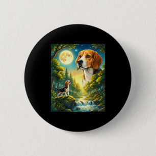 Badge Rond 5 Cm Hurlement à la lune mème animal chien beagle 