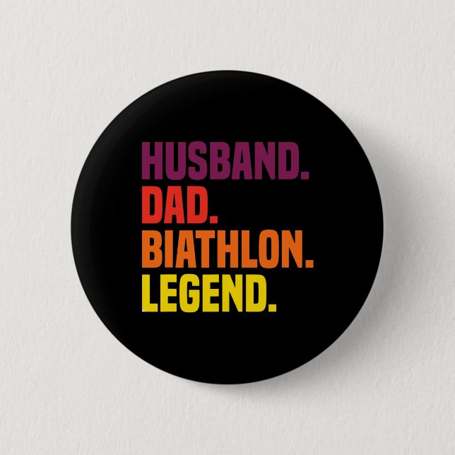Badge Rond 5 Cm Husbynd Dad Biathlon Legend (Devant)