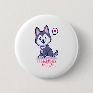 Badge Rond 5 Cm Husky Chig Maman Cute Kawaii Chiot