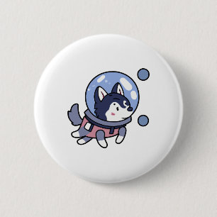 Badge Rond 5 Cm Husky Dans L'Espace Amoureux des chiens Chiot Retr